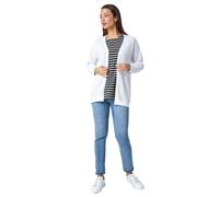 Roman Cotton Blend Waffle Knit Cardigan for Women UK - Ladies Spring Everyday Summer Holiday Pointelle Fabric Comfy Long Sleeve Soft Edge to Edge Daywear Sweaters - White - Size 18