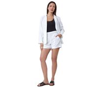 Roman Cotton Broderie Shorts for Women UK - Ladies Spring Everyday Summer Holiday Turn Up Comfy Side Pockets Soft Woven Fabric Daywear Vacation Bottoms - White - Size 20