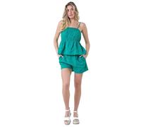 Roman Cotton Broderie Vest Top for Women UK - Ladies Spring Everyday Summer Holiday Square Neckline Comfy Sleeveless Soft Strappy Shirt Button Detail Blouses - Turquoise - Size 12