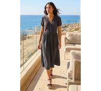 Roman Cotton Crochet Trim Dress In Black Black