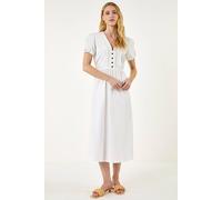Roman Cotton Crochet Trim Dress In White White 16
