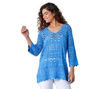 Cotton Crochet Tunic Top Roman Light Blue 20