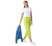 Roman Cotton Cropped Cargo Trousers for Women UK - Ladies Spring Everyday Summer Holiday Elasticated Waistband Comfy Side Pockets Soft Woven Fabric Pants Daywear Bottoms - Lime - Size 20