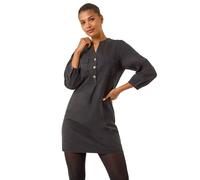 Roman Cotton Denim Button Shift Dress In Black Black 16