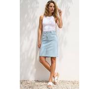 Roman Originals Denim Skirt with Pockets for Women UK - Ladies Jean Skirts Cotton Stretch Mid Wash Fitted A Line Casual Smart Work Office Knee Length Flattering Slimming - Light Blue - Size 14