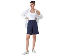 Roman Cotton Elastic Waist Tie Detail Pocket Shorts In Navy Navy 10