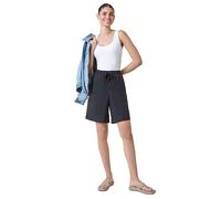 Roman Cotton Tie Detail Pocket Shorts for Women UK - Ladies Spring Everyday Summer Holiday Elasticated Waistband Comfy Knee Length Soft Woven Fabric Daywear Vacation Bottoms - Black - Size 10