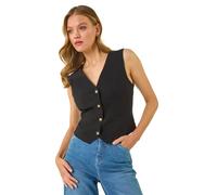 Roman Cotton V-Neck Button Through Waistcoat In Black Black 20