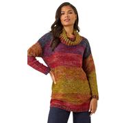 Roman Originals Roll Neck Chunky Knit Jumper for Women UK - Ladies Everyday Holiday Autumn Winter Pull-On Long Sleeves Comfy Cozy Soft Evening Vacation Work Party - Multi - Size 12