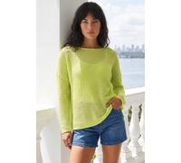 Roman Women's Crochet Cotton Jersey Top in Lime | Size: 20