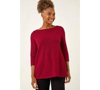 Roman Women's Crochet Knit Tunic Stretch Top in Red | Size: 12 Roman Red 12