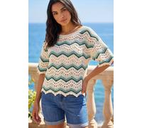 Roman Women's Crochet Wave Knitted Top in Ivory | Size: Medium/Large Roman Ivory M/L