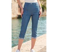 Roman Women's Cropped Cargo Stretch Trouser in Mid Blue | Size: 16