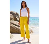 Roman Cropped Linen Trouser In Mustard Mustard