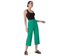 Roman Cropped Stretch Culotte for Women UK - Ladies Autumn Everyday Winter Holiday Belt Loops Comfy Front Pockets Soft Trouser 3/4 Length Bottoms - Emerald - Size 20