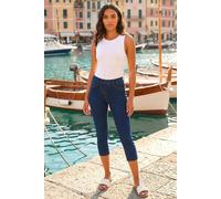 Roman Originals Cropped Jeggings for Women UK Ladies Capri Stretchy Jeans Denim Legging Cotton Summer Trouser Three Quarter 3/4 Length Pull On Cut Off High Waist Smart - Indigo - Size 20