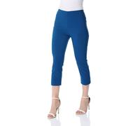 Roman Originals Cropped Trousers for Women UK Ladies Capri Leggings Summer Pants Short Crop Stretch 3/4 Length Three Quarter Pedal Pusher Clothes Elasticated Bengaline Cut Off - Petrol Blue - Size 22