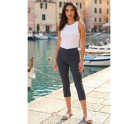 Roman Originals Cropped Trousers for Women UK Ladies Capri Leggings Summer Pants Short Crop Stretch 3/4 Length Three Quarter Pedal Pusher Clothes Elasticated Bengaline Cut Off - Dark Grey - Size 10