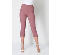 Roman Originals Cropped Trousers for Women UK Ladies Capri Leggings Summer Pants Short Crop Stretch 3/4 Length Three Quarter Pedal Pusher Clothes Elasticated Bengaline - Dusky Pink - Size 22
