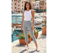 Roman Originals Cropped Trousers for Women UK Ladies Capri Leggings Summer Pants Short Crop Stretch 3/4 Length Three Quarter Pedal Pusher Clothes Elasticated Bengaline Cut Off - Light Grey - Size 12