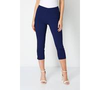 Roman Originals Cropped Trousers for Women UK Ladies Capri Leggings Summer Pants Short Crop Stretch 3/4 Length Three Quarter Pedal Pusher Clothes Elasticated Bengaline Cut Off - Midnight - Size 10