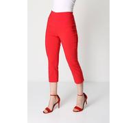 Roman Originals Cropped Trousers for Women UK Ladies Capri Leggings Summer Pants Short Crop Stretch 3/4 Length Three Quarter Pedal Pusher Clothes Elasticated Bengaline Cut Off - Red - Size 10