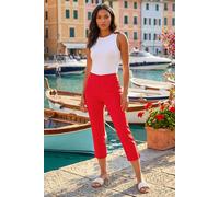 Roman Originals Cropped Trousers for Women UK Ladies Capri Leggings Summer Pants Short Crop Stretch 3/4 Length Three Quarter Pedal Pusher Clothes Elasticated Bengaline Cut Off - Red - Size 12