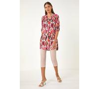 Roman Originals Cropped Trousers for Women UK Ladies Capri Leggings Summer Pants Short Crop Stretch 3/4 Length Three Quarter Pedal Pusher Clothes Elasticated Bengaline Cut Off - Stone - Size 12