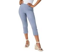 Roman Cropped Trousers for Women UK Ladies Capri Leggings Summer Pants Short Crop Stretch 3/4 Length Three Quarter Pedal Pusher Clothes Elasticated Bengaline Cut Off - Petite Light Grey - Size 16