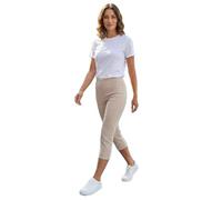 Roman Originals Cropped Trousers for Women UK Ladies Capri Leggings Summer Pants Short Crop Stretch 3/4 Length Three Quarter Pedal Pusher Clothes Elasticated Bengaline Cut Off - Stone - Size 14