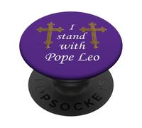 Roman Cross. I stand with Pope Leo. PopSockets Adhesive PopGrip