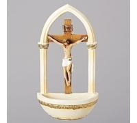 Roman Crucifix Jesus Florentine Style Holy Water Font