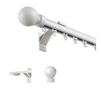 Roman Curtain Rods for Windows Silent Mounted Decorative Curtain Rods for Living Room & Bedroom 1.30m (4.3ft) White Single Rod Design