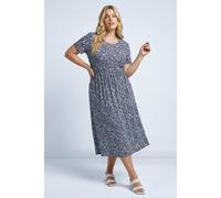 Roman Women's Curve Abstract Print Pocket Midi Dress in Navy | Size: 18 Roman Navy 18