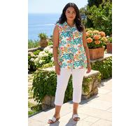 Roman Women's Curve Abstract Print Shirt in Blue | Size: 18