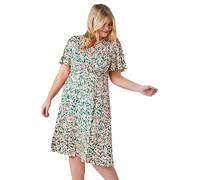 Roman Curve Abstract Print Stretch Wrap Dress In Pink Pink 30-32