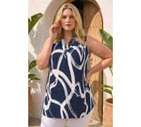 Roman Women's Curve Abstract Print Vest Top in Navy | Size: 26-28 Roman Navy 26-28