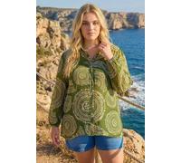 Roman Women's Curve Abstract Print Woven Shirt in Khaki | Size: 18 Roman Khaki 18