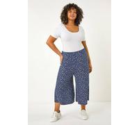 Roman Curve Abstract Spot Culotte for Women UK - Ladies Everyday Autumn Winter Comfy Soft Evening Vacation Work Party Night Out - Navy Plus - Size 26