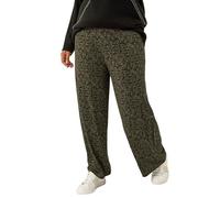 Roman Curve Abstract Spot Print Palazzo Trouser for Women UK - Ladies Everyday Holiday Spring Summer Comfy Soft Evening Vacation Work Party - Khaki Paisley Plus - Size 20