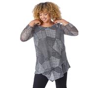 Roman Curve Abstract Textured Top In Black Black 20
