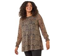 Roman Curve Animal Frill Cuff Top In Natural Natural 18