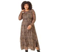 Roman Curve Animal Print A-Line Stretch Dress In Natural Natural 20