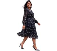 Roman Curve Animal Print Midi Dress for Women UK - Ladies Everyday Autumn Winter HIgh Neckline Comfy Soft Evening Vacation Work Party Night Out