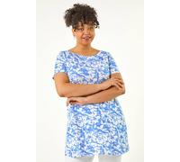 Roman Curve Bardot Floral Stretch Top In Navy Navy 16