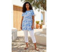 Roman Women's Curve Bardot Floral Stretch Top in Navy | Size: 18 Roman Navy 18