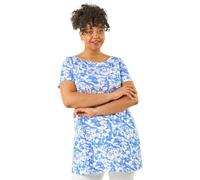 Roman Curve Bardot Longline Stretch Top for Women UK - Ladies Everyday Holiday Spring Summer Comfy Soft Evening Vacation Work Party - Navy Plus - Size 18