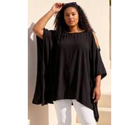 Curve Bobble Trim Hanky Hem Top Roman Black 18