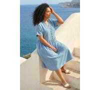 Roman Women's Curve Button Detail Shirt Dress in Blue | Size: 20 Roman Blue 20