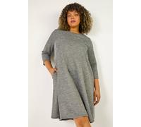 Roman Curve Check Print Swing Pocket Dress In Grey Grey 20